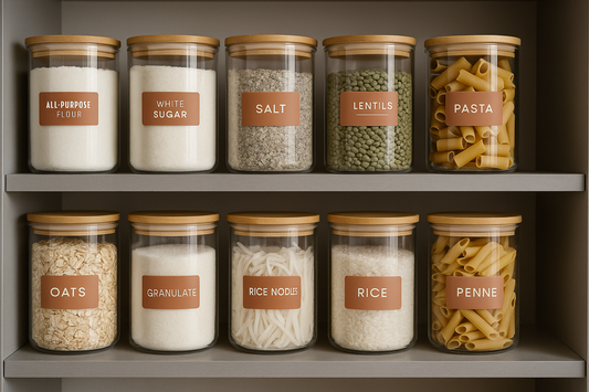 Styled Vinyl Pantry Container Label Sets - Reusable - Cornmeal
