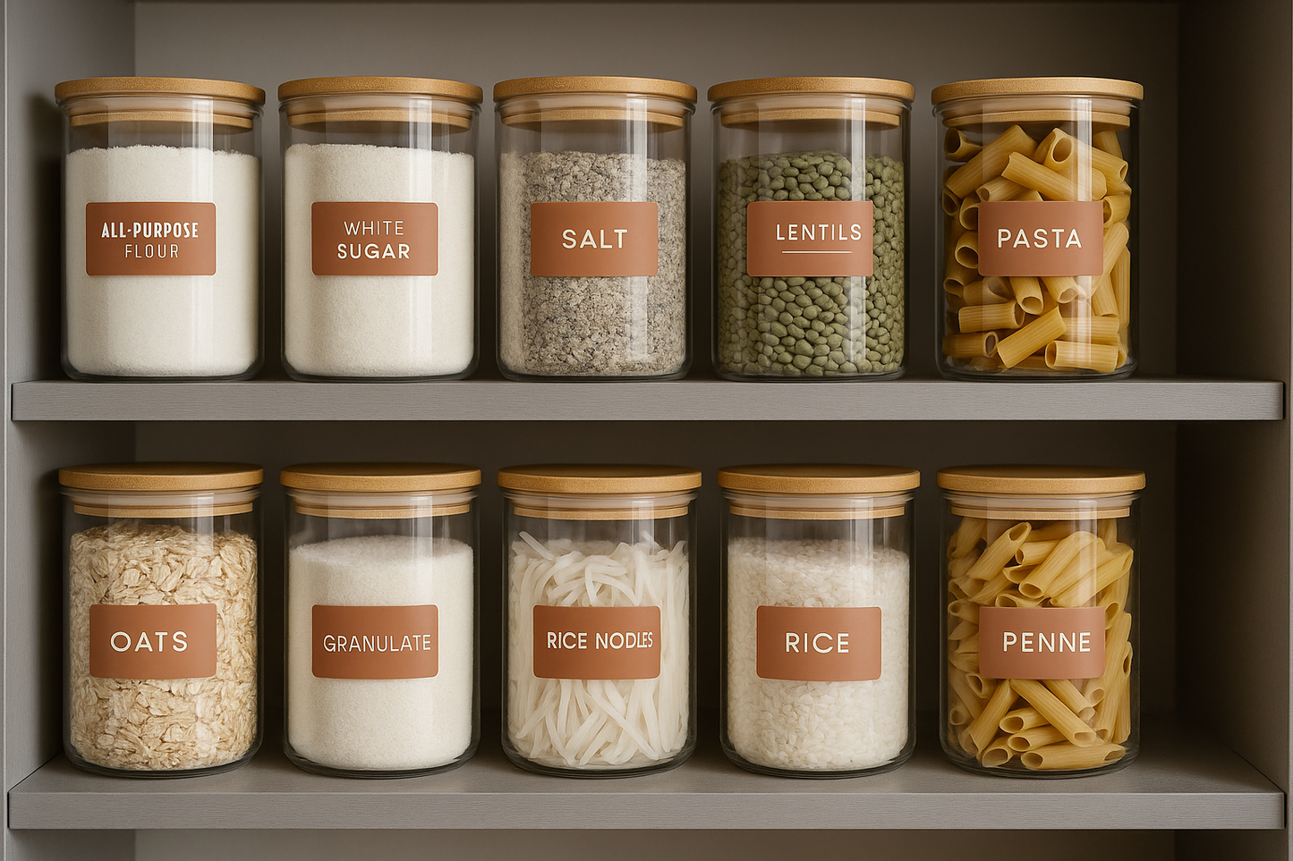 Styled Vinyl Pantry Container Label Sets - Reusable - Golden Syrup