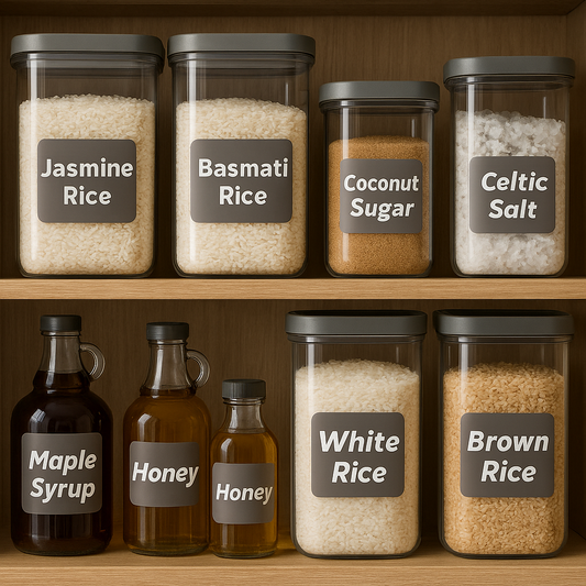 Styled Vinyl Pantry Container Label Sets - Reusable - Brown Sugar