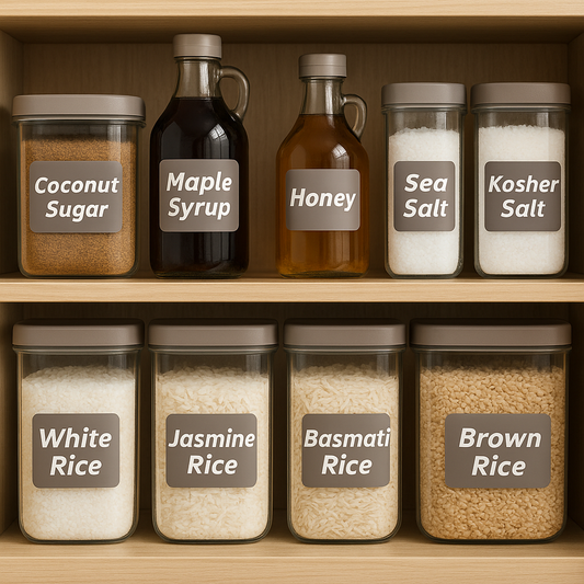 Styled Vinyl Pantry Container Label Sets - Reusable - White Sugar