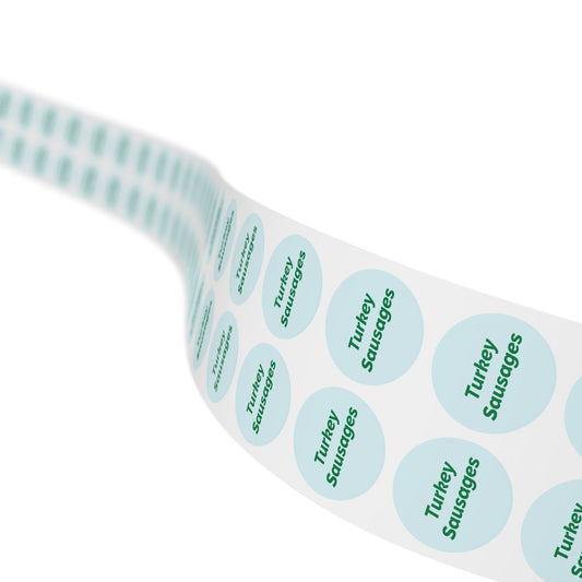 Round Sticker Label Rolls - 🧊 Turkey Sausages – Small Circular Labels